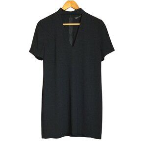 Zara Woman Black Dress Short Sleeve Cut out V-Neck Choker Mini Corporate Goth